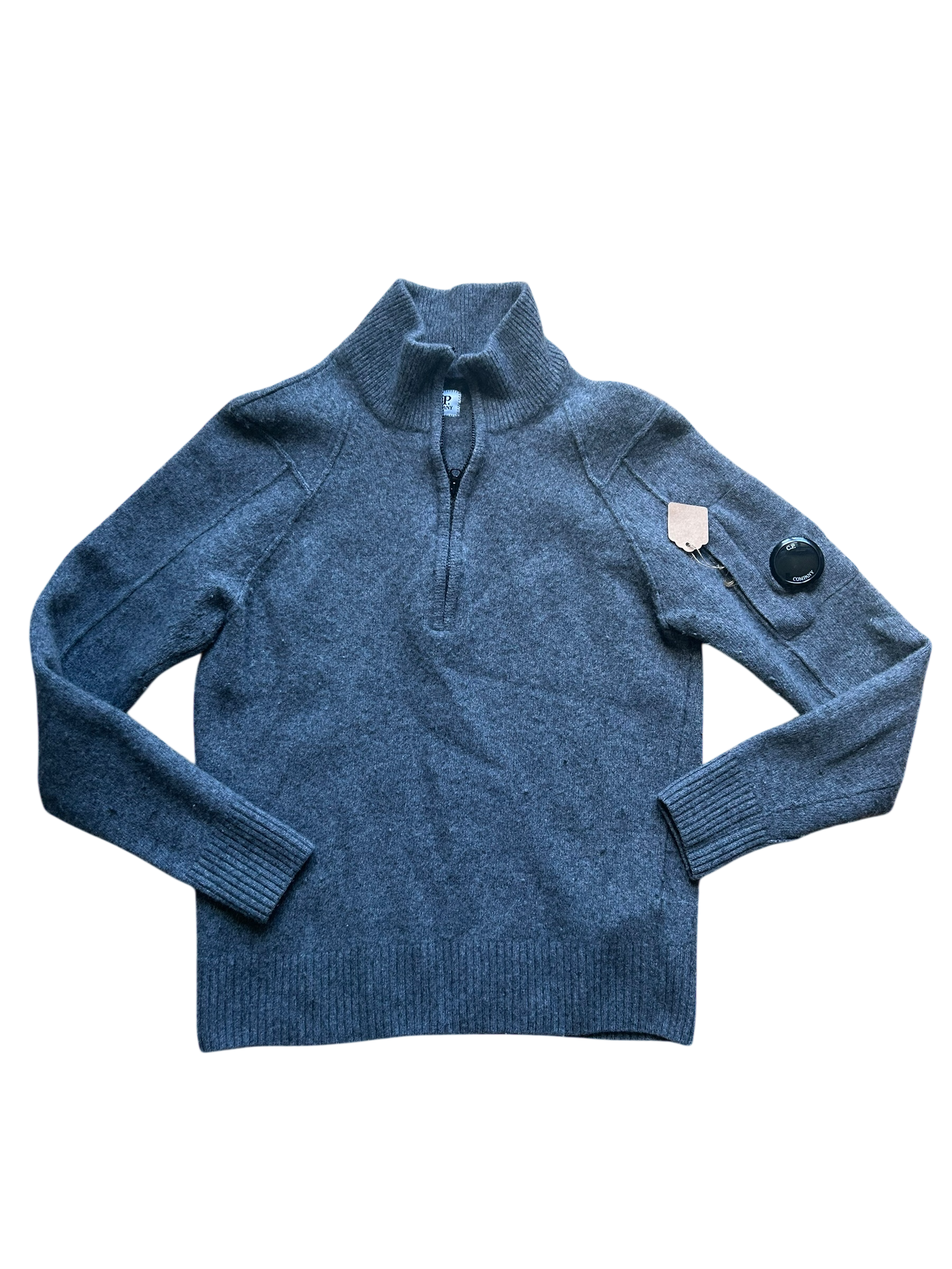 Pull half zip gris en laine