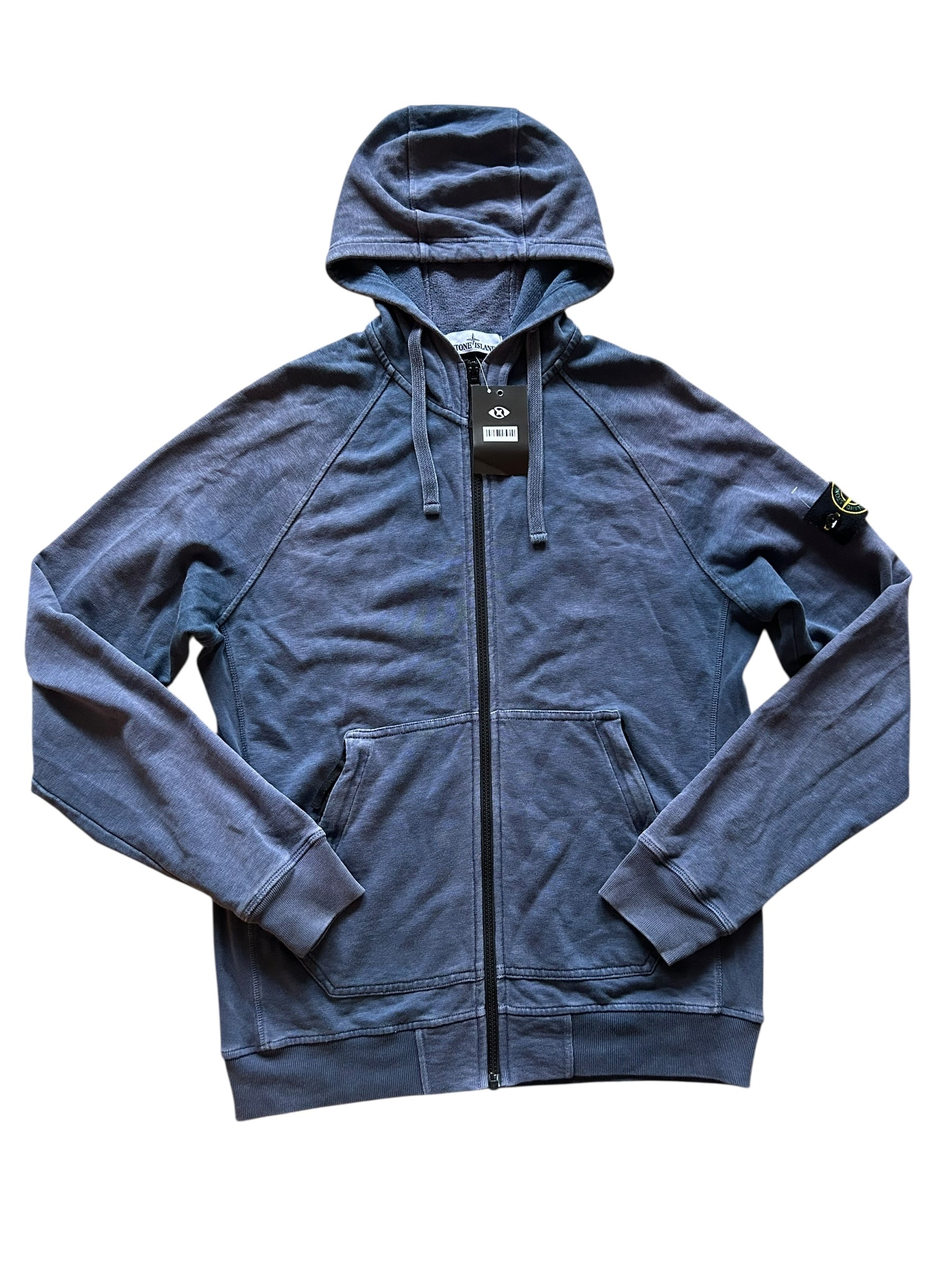 Pull Stone Island zip effet délavé bleu
