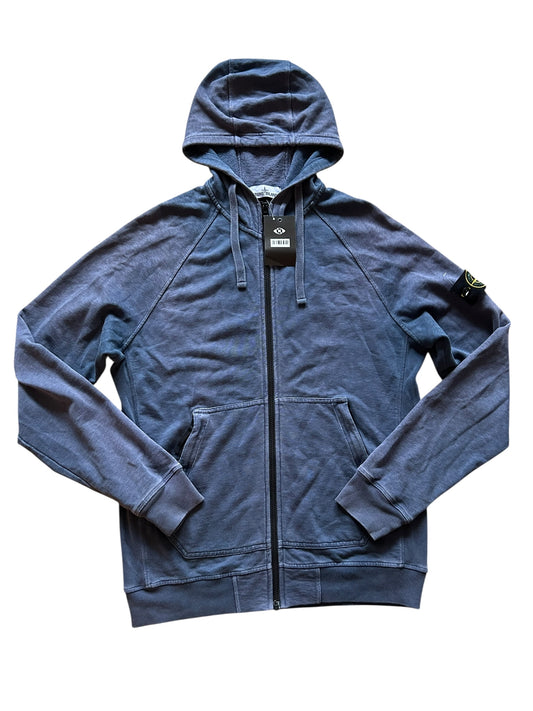 Pull Stone Island zip effet délavé bleu