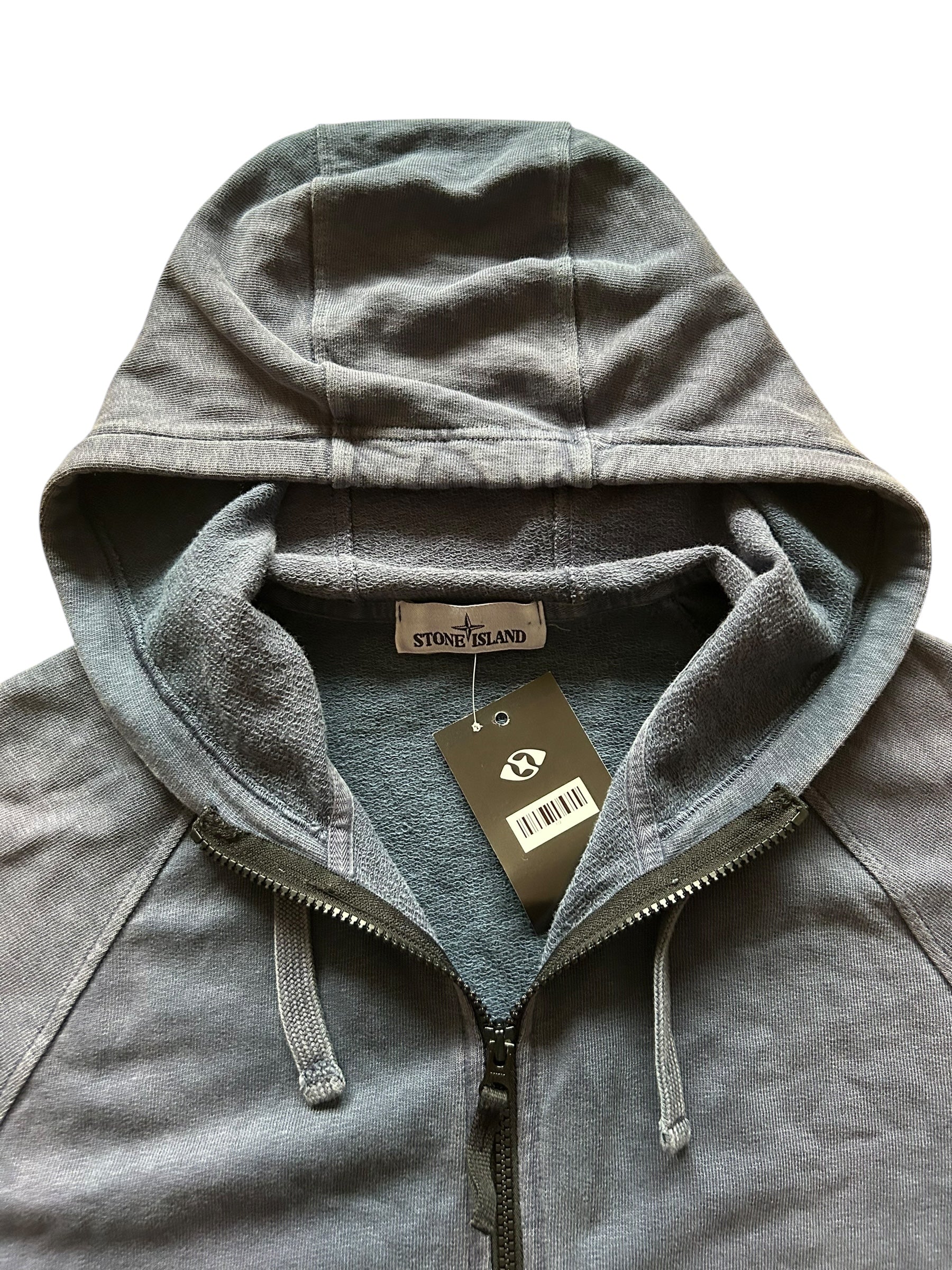 Pull Stone Island zip effet délavé bleu
