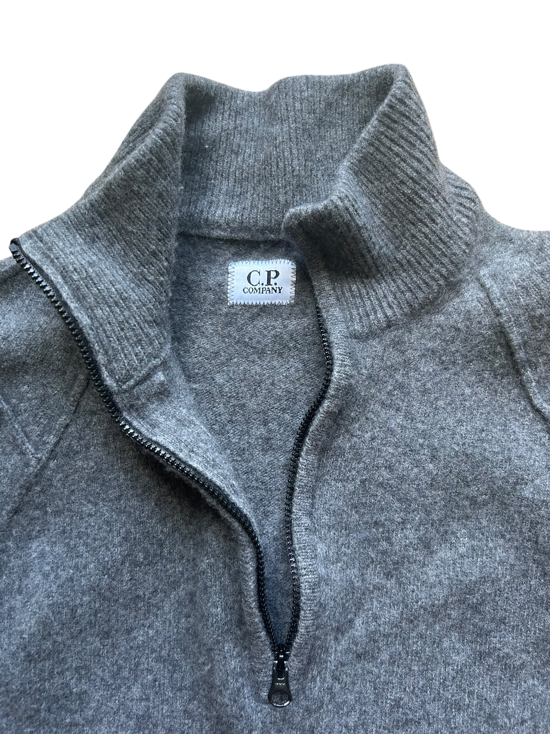 Pull half zip gris en laine