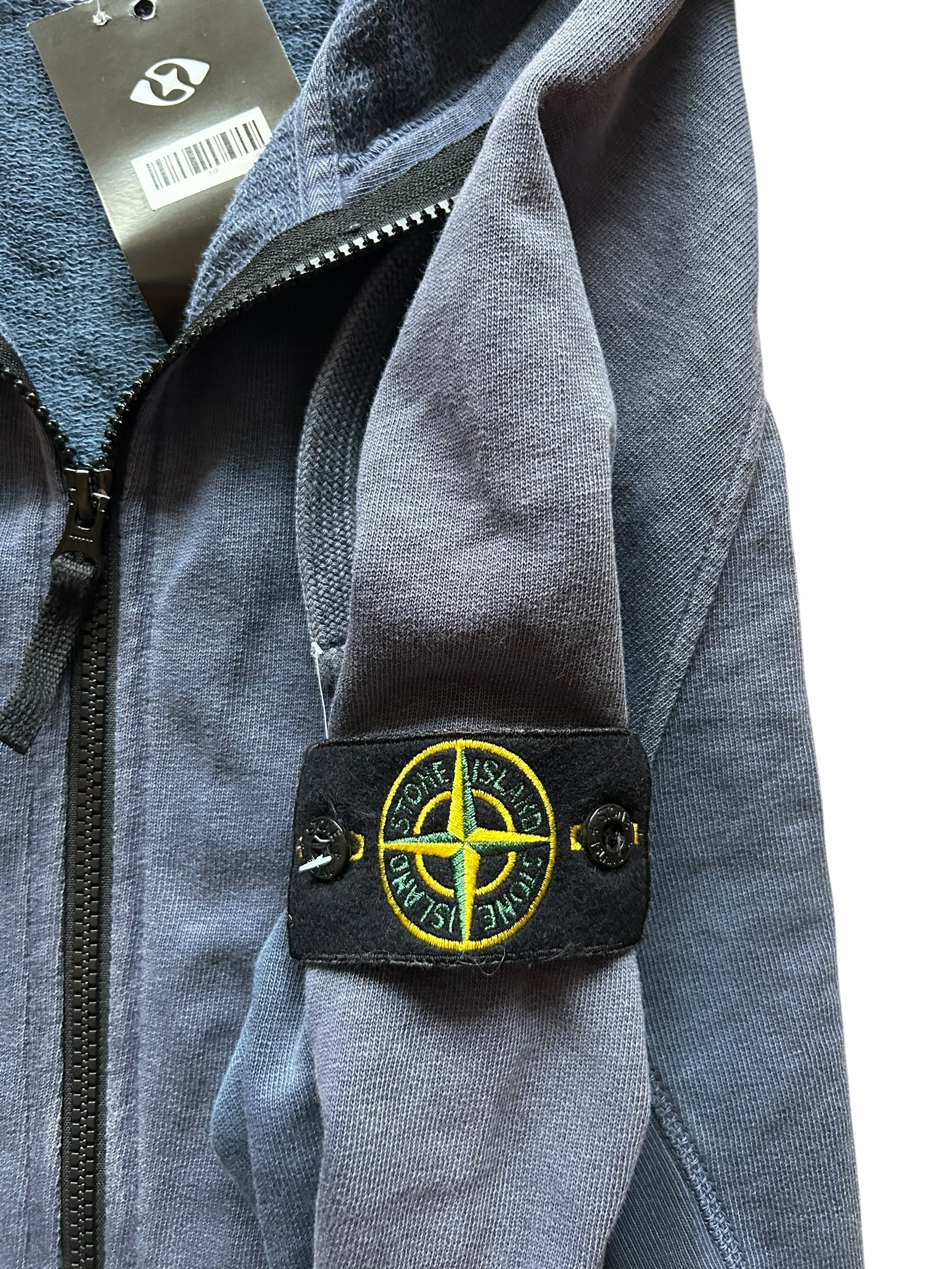 Pull Stone Island zip effet délavé bleu